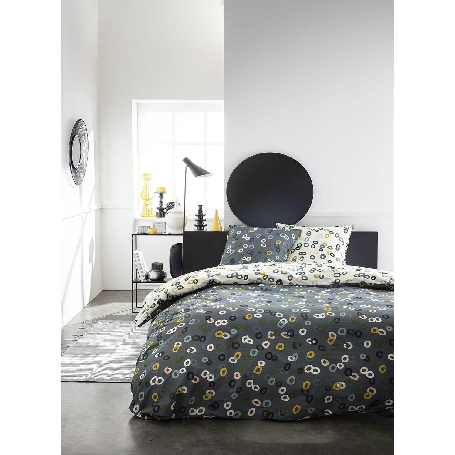 RAMIRO - Parure housse de couette coton gris 240x260 cm