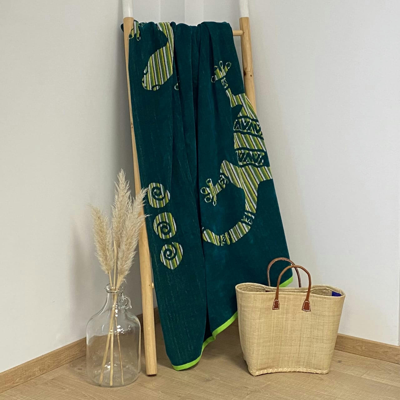 PLAGE - Serviette de plage éponge velours Jacquard Tusculum 140x180 400g/m²