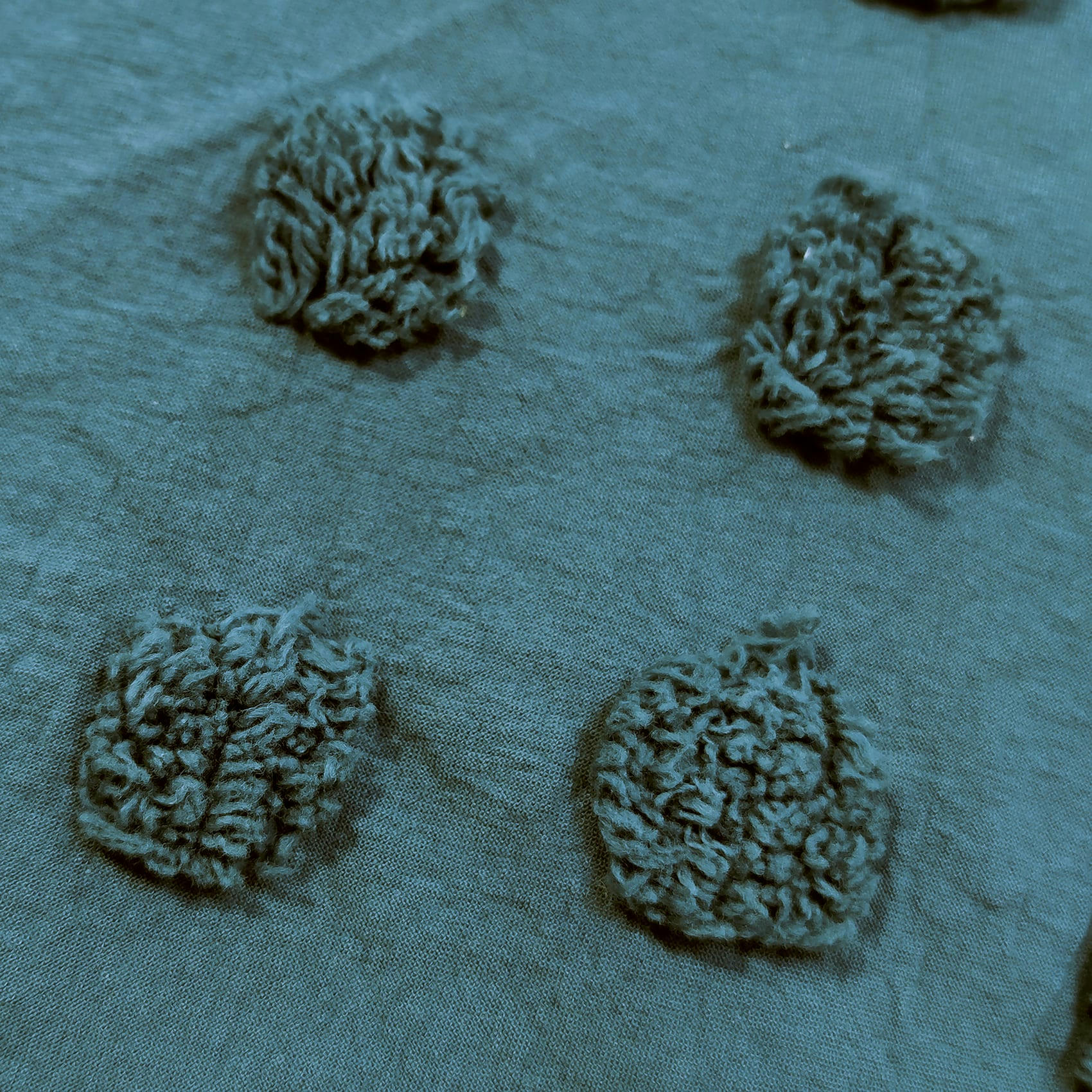 - Parure de lit en coton lavé bleu canard 240x220 cm