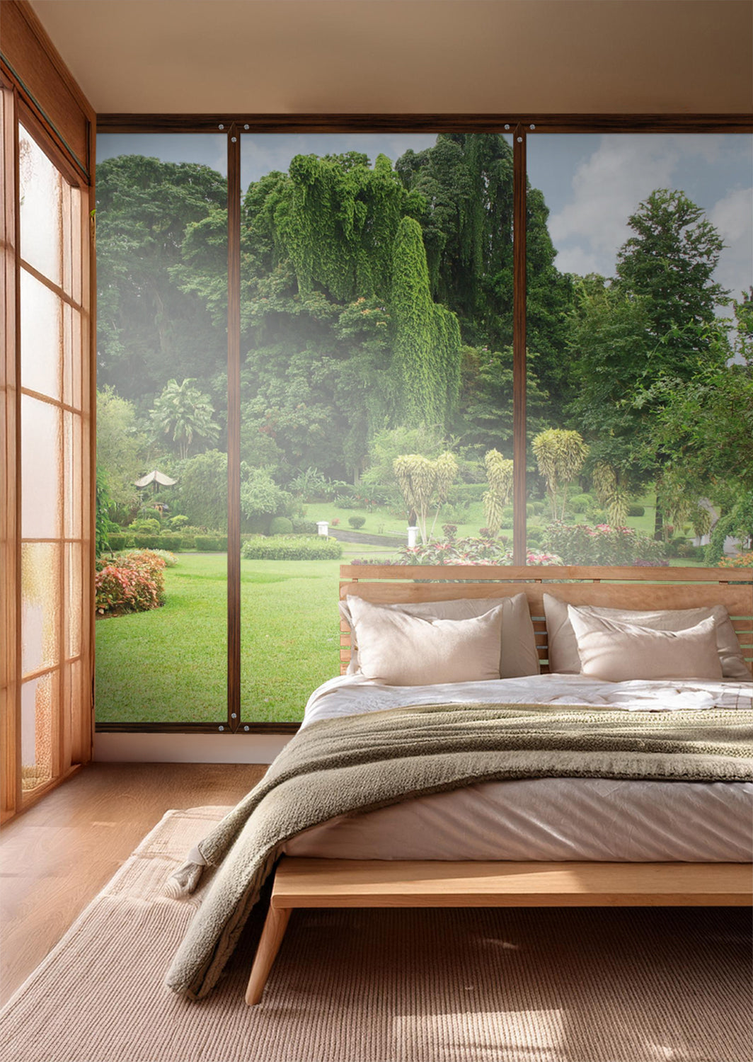Sanders & Sanders fotobehang tuinzicht groen en bruin - 375 x 270 cm - 600425