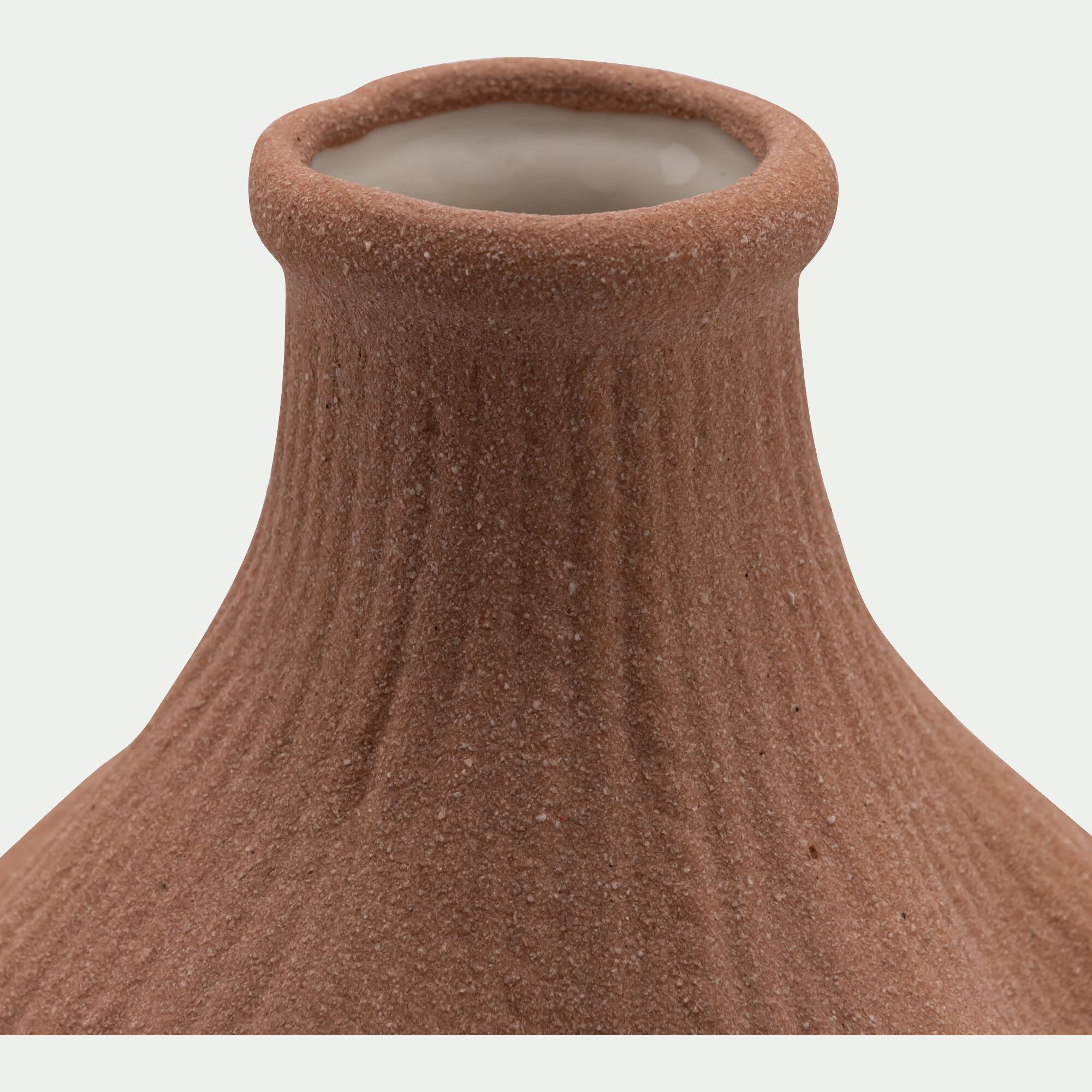 TILANE - Vase boule en grès H19,5cm - beige
