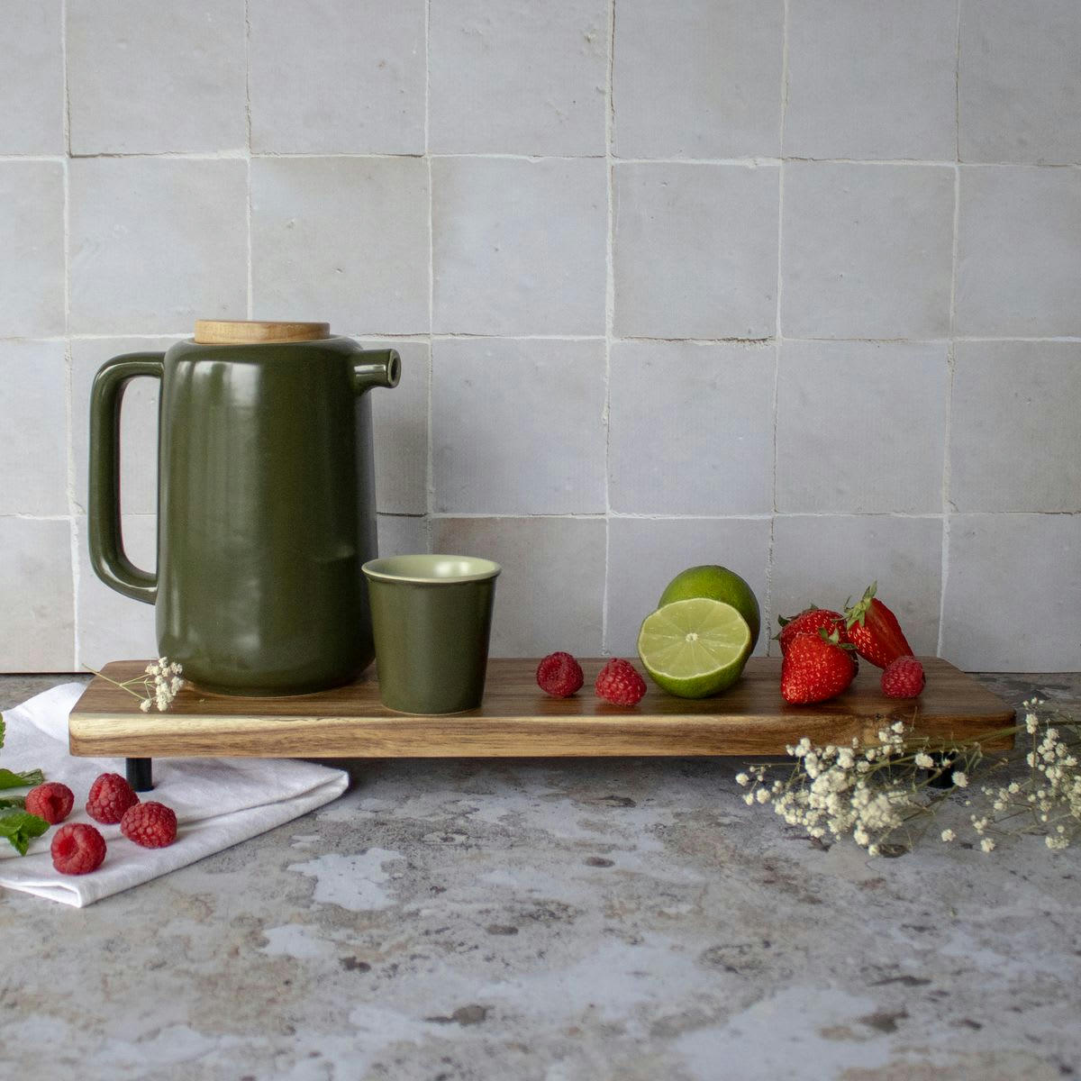 OUTO - Théière en grès avec couvercle en bois 900ml