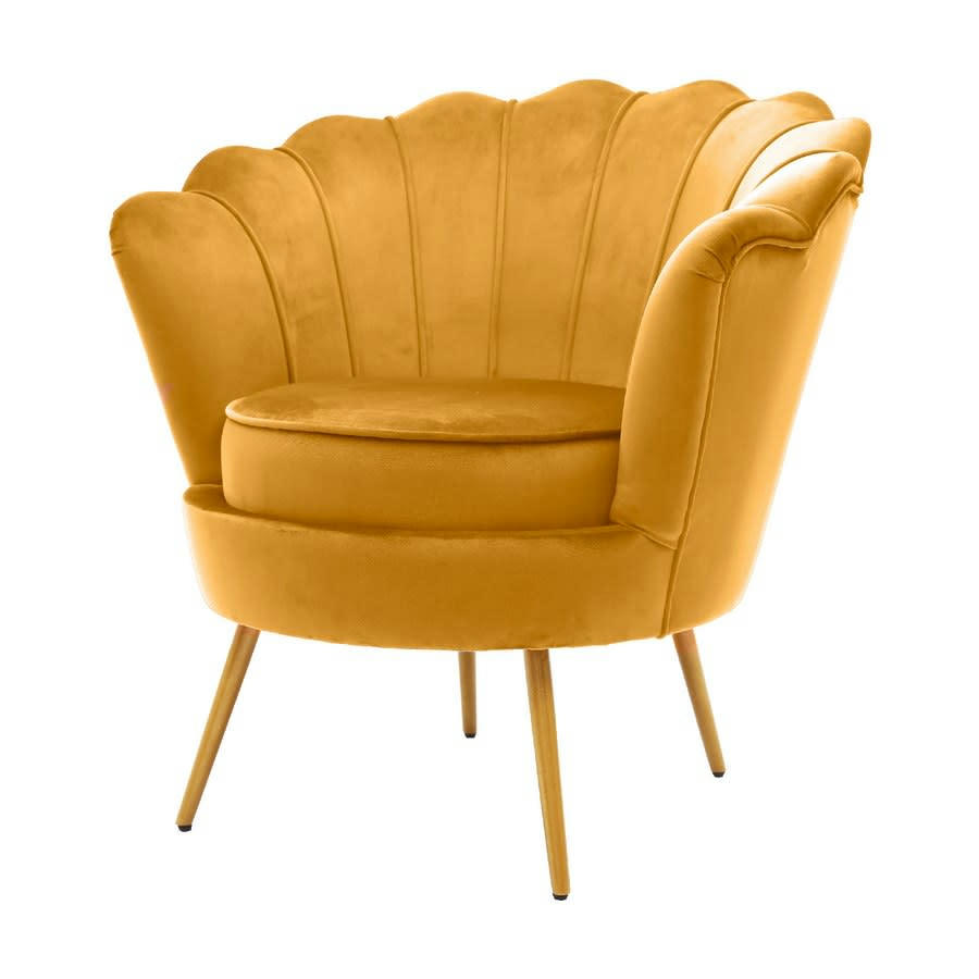 VELVET - Fauteuil design en velours ocre