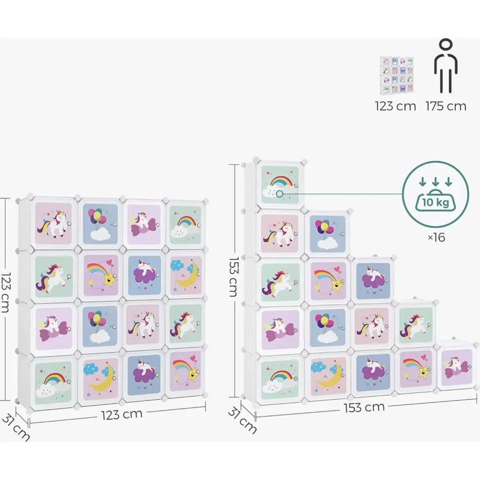 Parya Home 16 Kubus Kinder Opbergkast, Wit