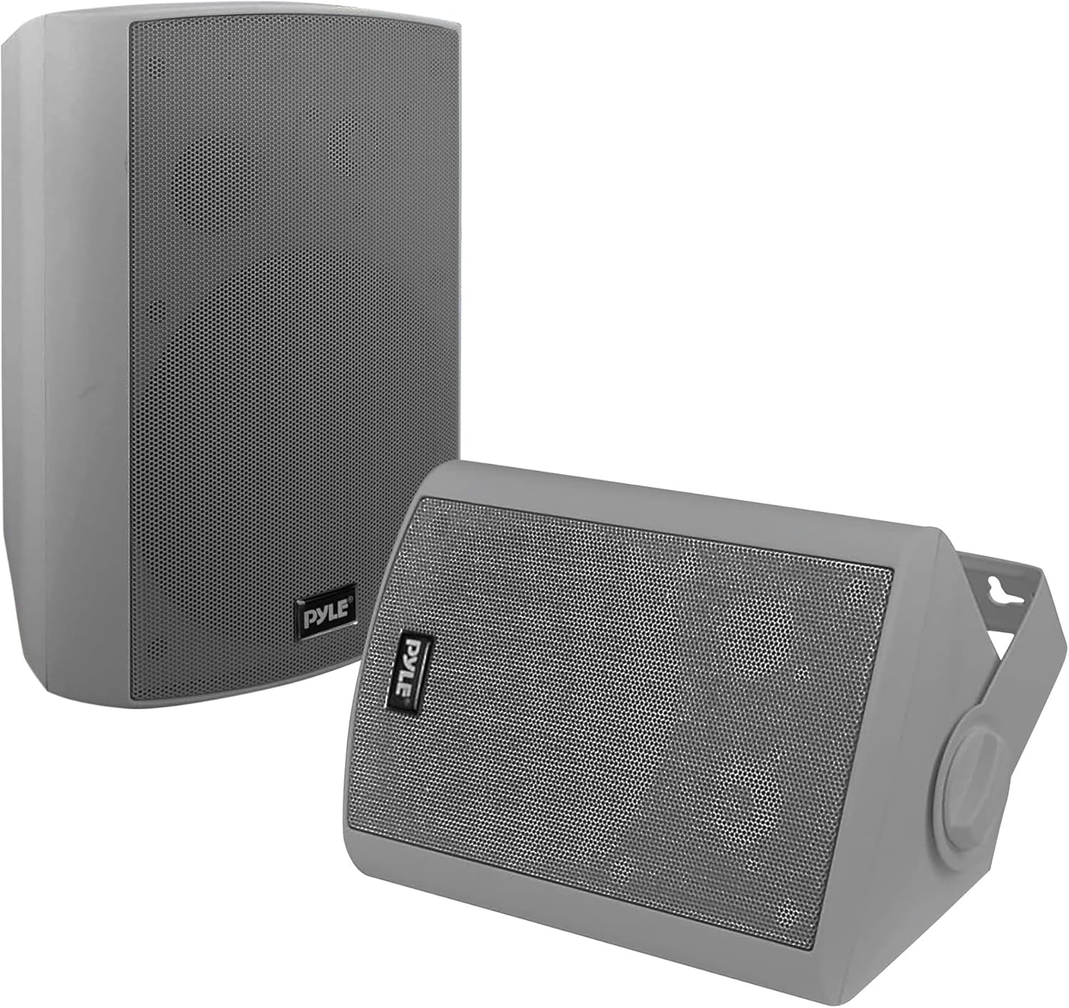 Pyle 6.5 Inch Wall Mount Waterproof Speaker System for Indoor or Outdoor Wireless Bluetooth Surround Sound System, Light Gray (2 Pack)