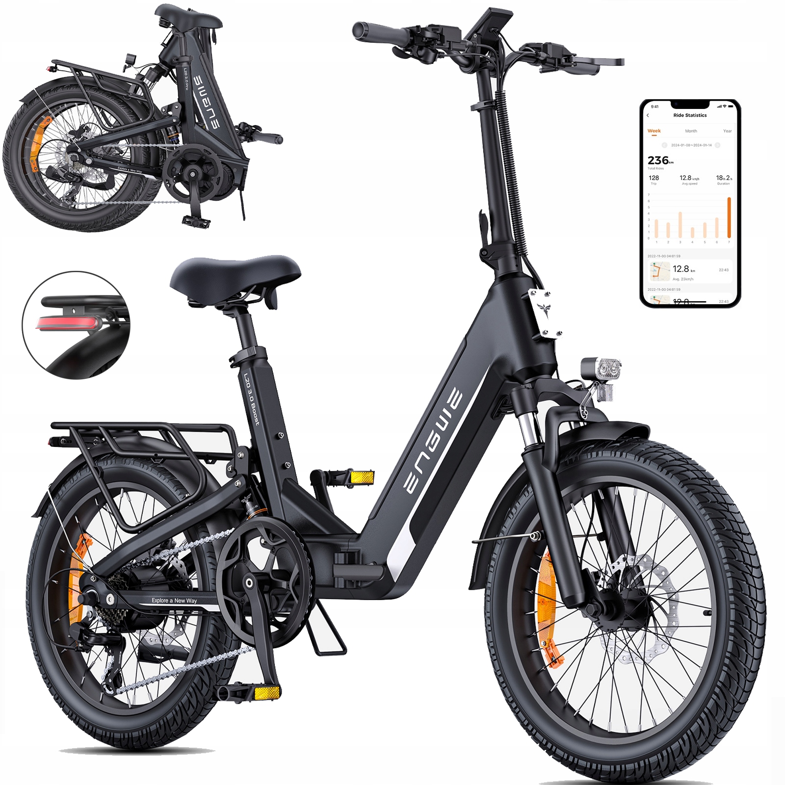 💥Druga rzecz za pół ceny!💥Rower Elektryczny ENGWE L20 3.0 Boost 250W 75Nm Hydrauliczne hamulce APP