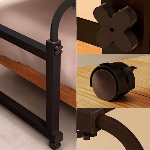 SOGA 120x45cm Black Cross Bed Movable Desk Table w/ Adjustable Length & Height
