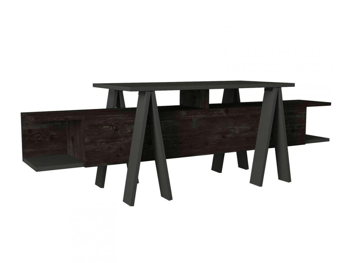 FINKA - FINKA Meuble TV noir et anthracite