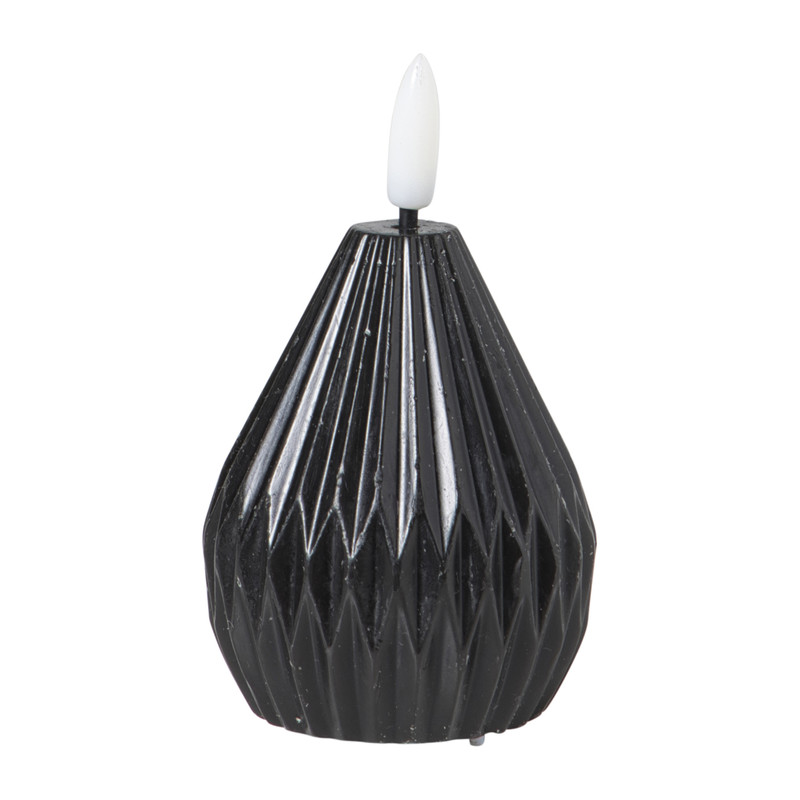 LED kaars peer - zwart - &Oslash;6.5x8 cm
