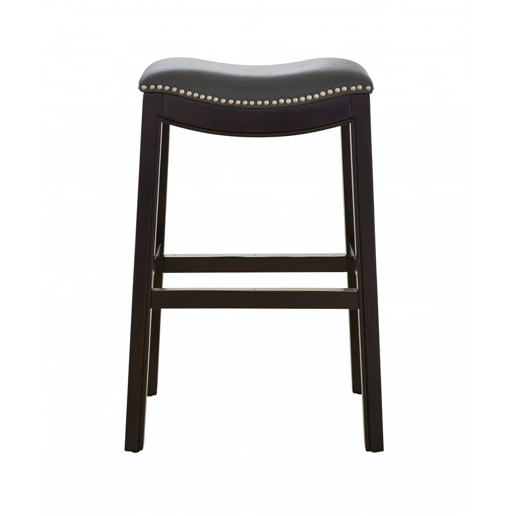 30 Espresso and Gray Saddle Style Counter Height Bar Stool