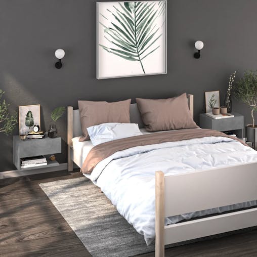 NNEVL Wall-mounted Bedside Cabinet Concrete Grey