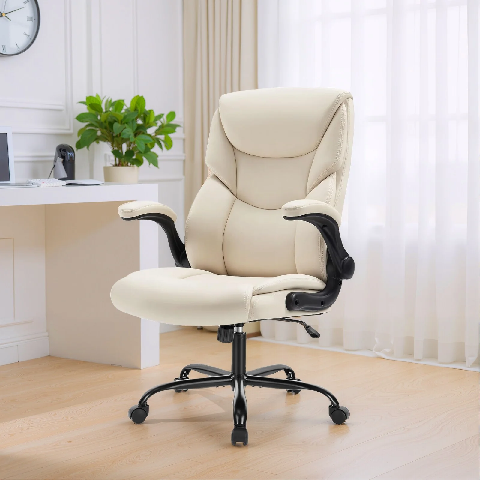 Home Computer Gaming Chair, Ergonomic High Back Heavy Duty Task Desk Office Chairs with Wheels, Flip-up Arms, Adjustable Height