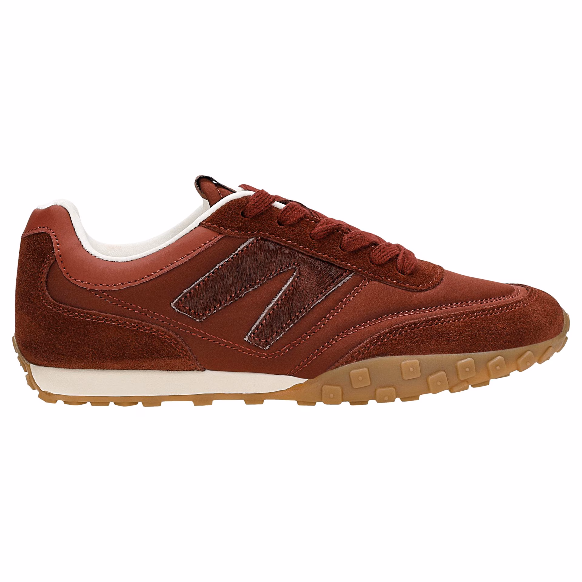 Bordowe sneakersy damskie z łączonych skór