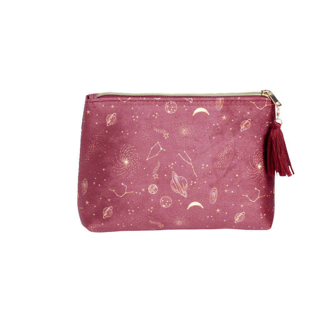 Pochette velours motif cosmic astro 21x7,5xH15,5cm - 2 modèles bleu ou rouge