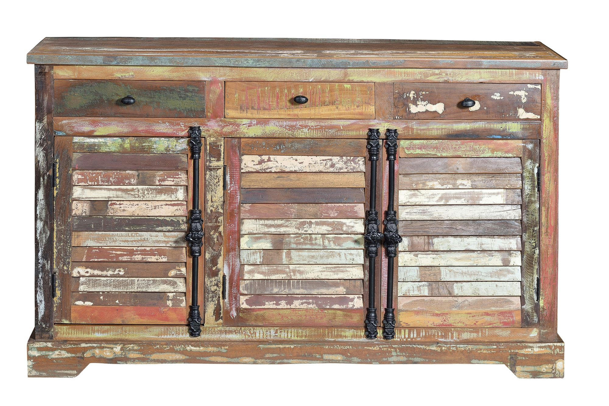 - Buffet en bois recyclé multicolore