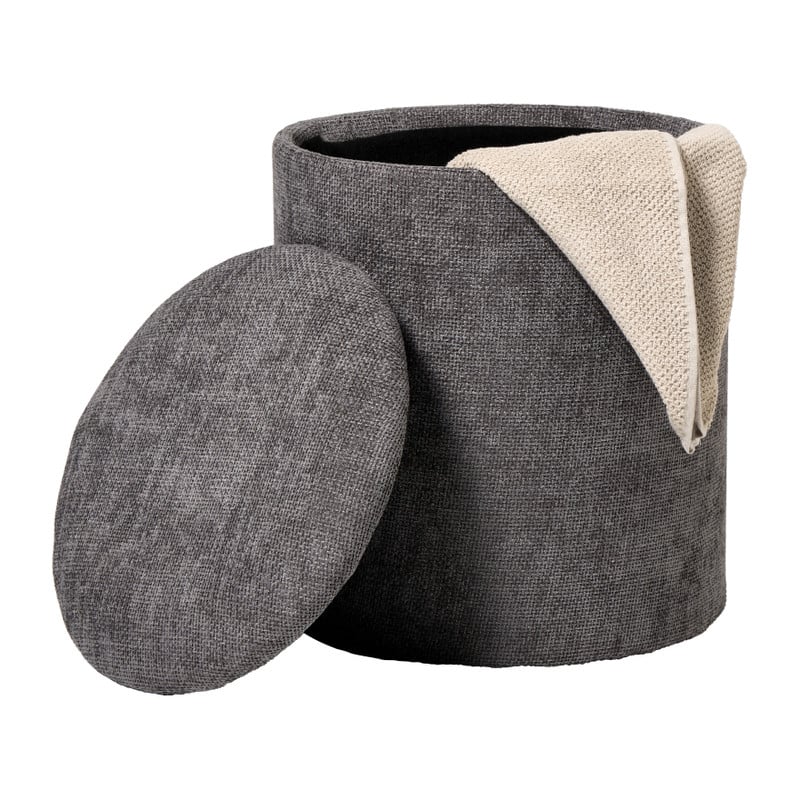 Opbergpoef Debby - grijs - &Oslash;35x40 cm