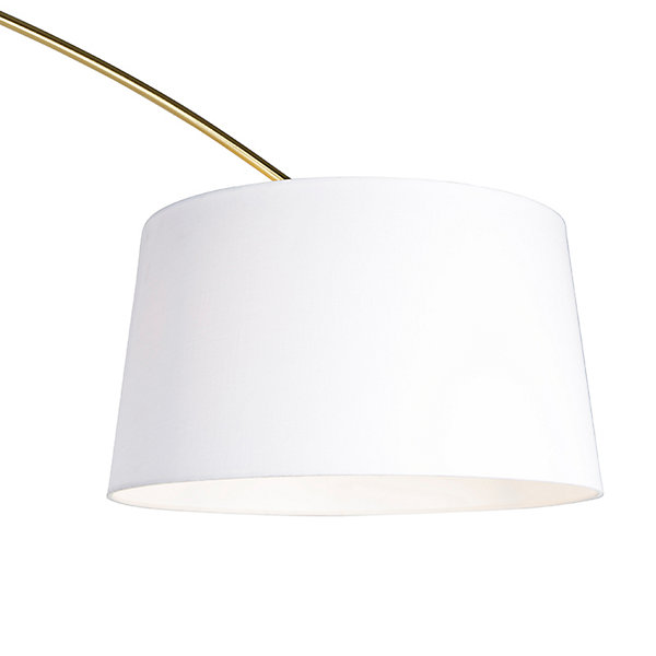 Lampe à arc en laiton avec abat-jour en tissu blanc 50 cm - XXL
