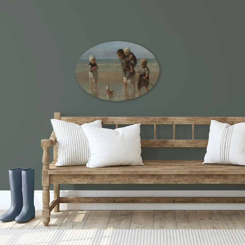 Art for the Home Kinderen der zee Canvas Ovaal 50x70 cm