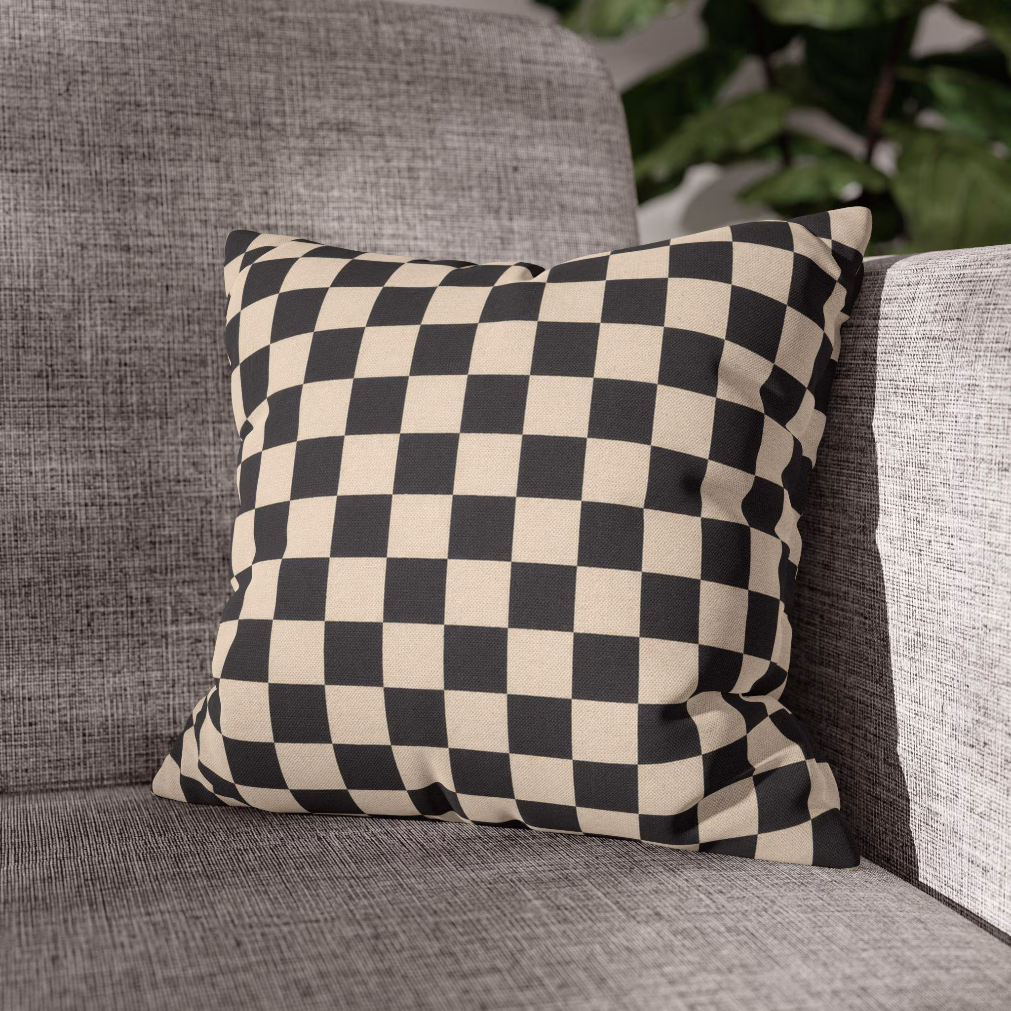 Black and Cream Checkerboard Pillow Cover, Retro Checkered Throw Pillowcase, Modern Geometric Decor, throw pillow covers, cushion cover