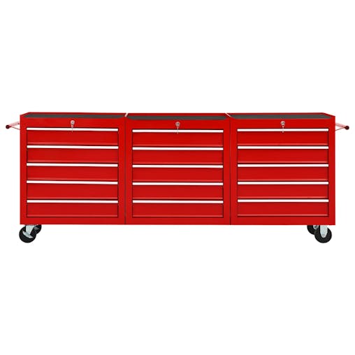 NNEVL Tool Trolley with 15 Drawers Steel Red