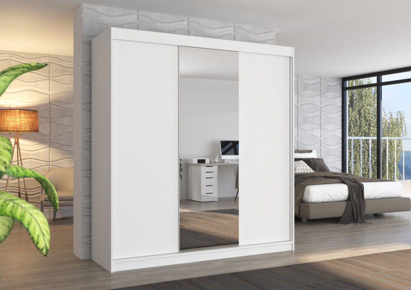 Szafa przesuwna z lustrem SANTIAGO 200 White
