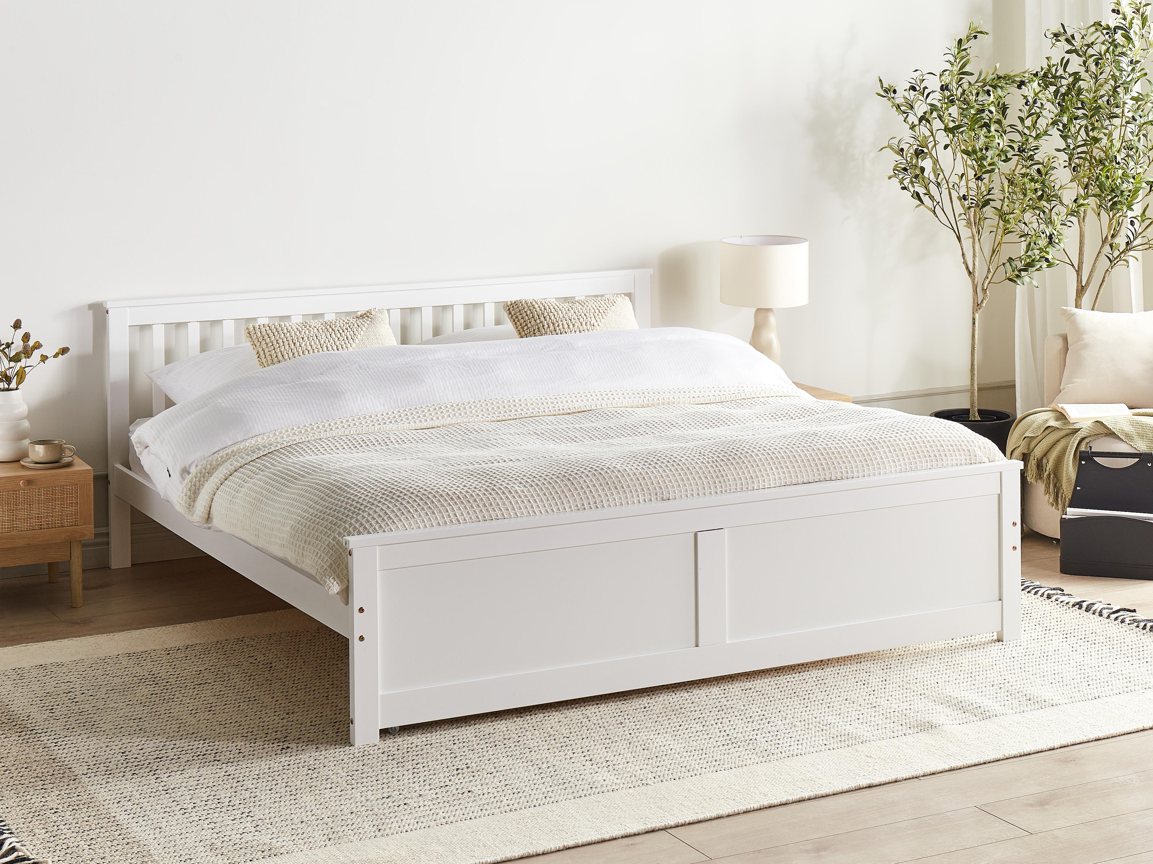 Bed Pine Wood OLENDON 180 x 200 cm (EU Super King) White