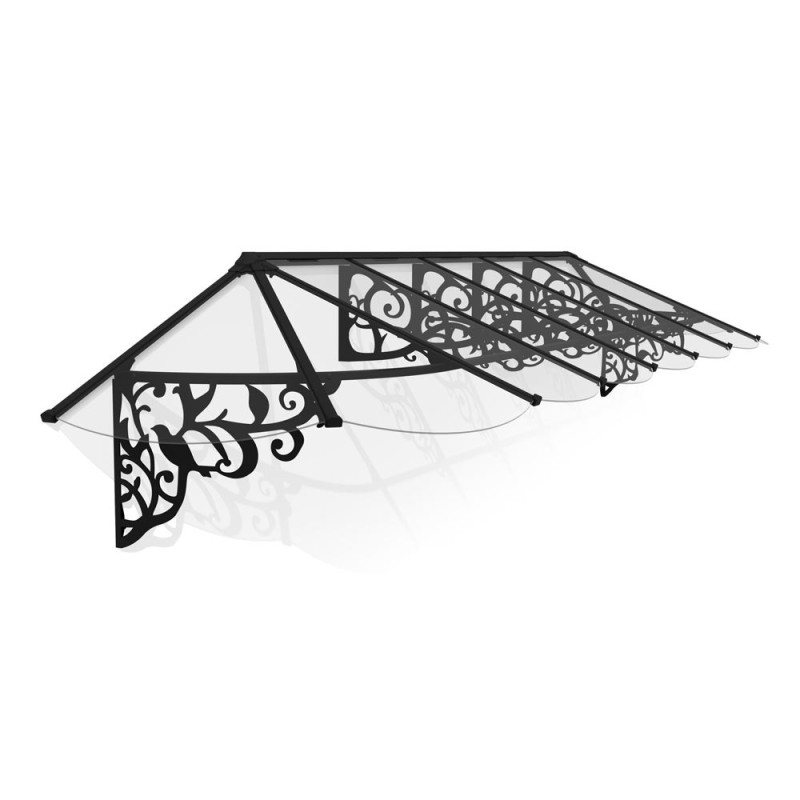 Marquise de porte Lily noire 422 x 88 cm CANOPIA
