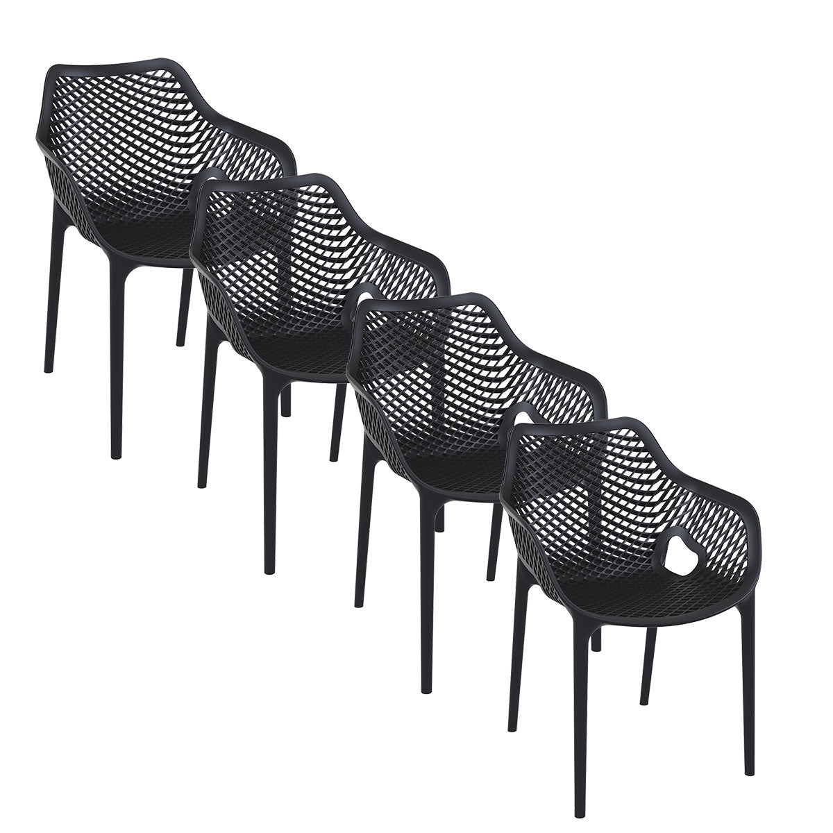 Garden Impressions tuinstoel Air XL design zwart - 4 stuks