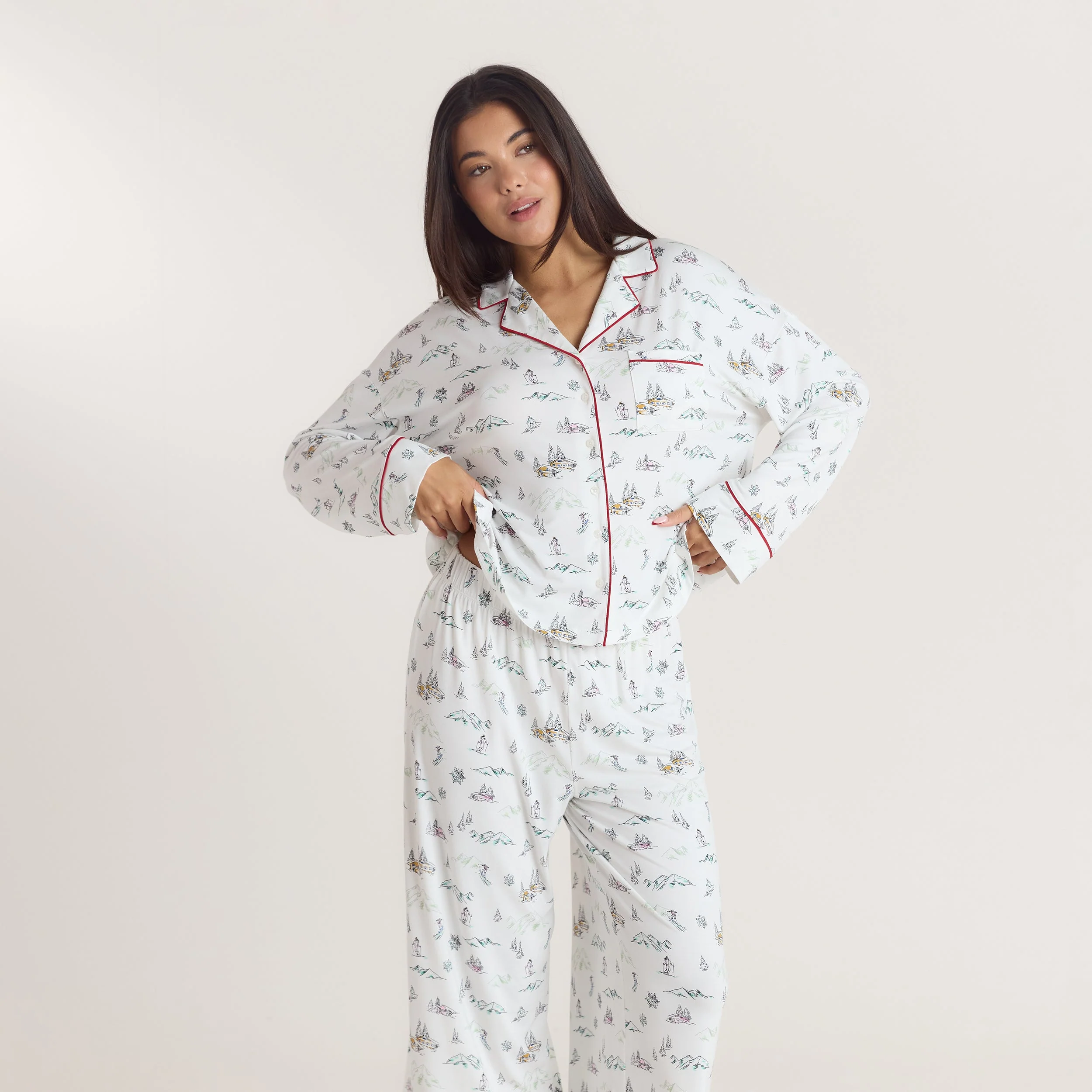 Alpine Dreams Pyjama Shirt - Ski Print