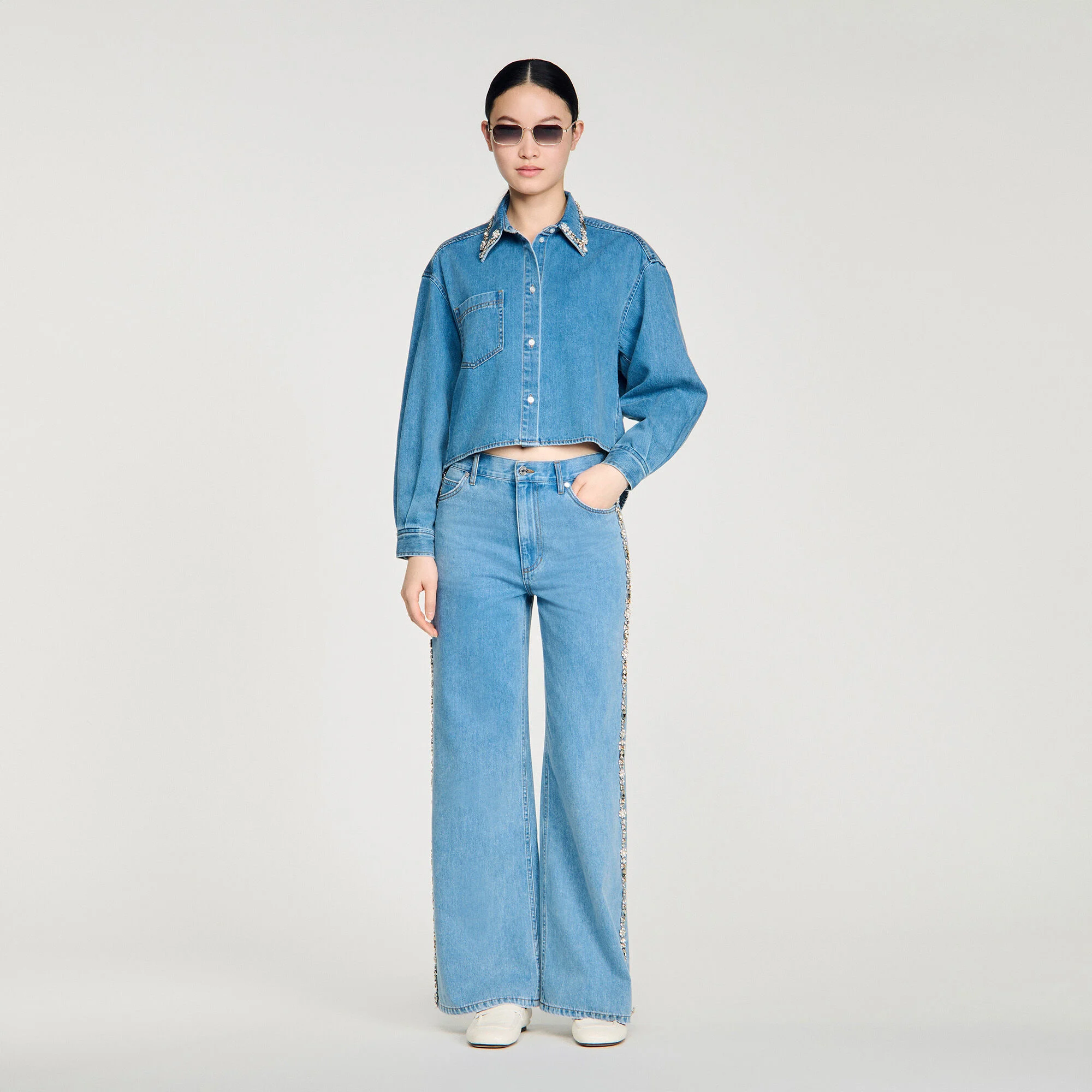 Chemise en jean strassée