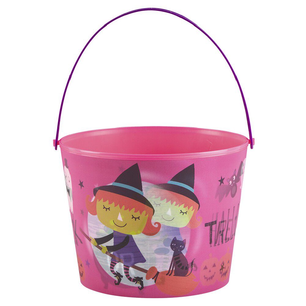 Seau à bonbons Halloween avec effet d'optique rose