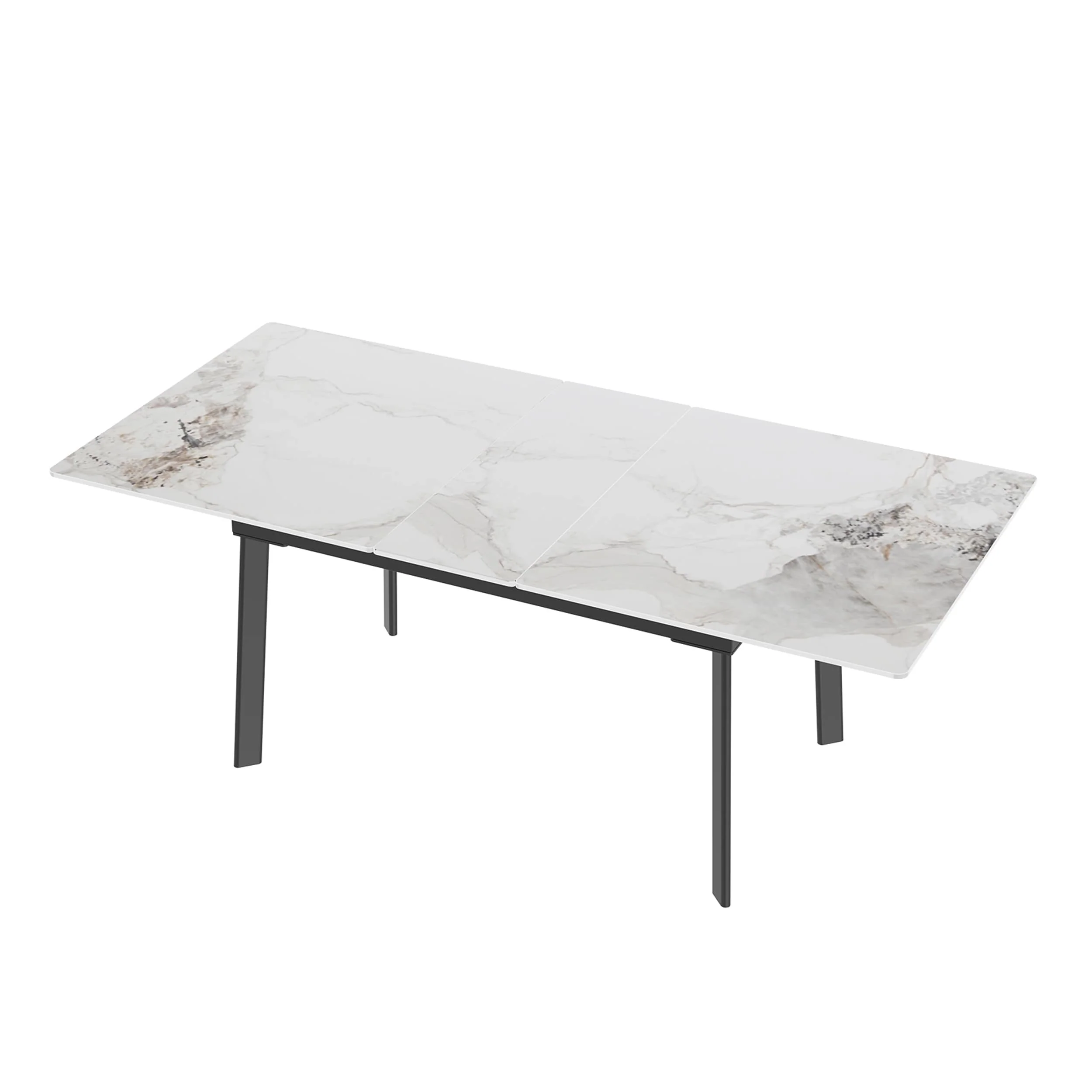 Sintered Stone and Iron Expandable Large Dining Table