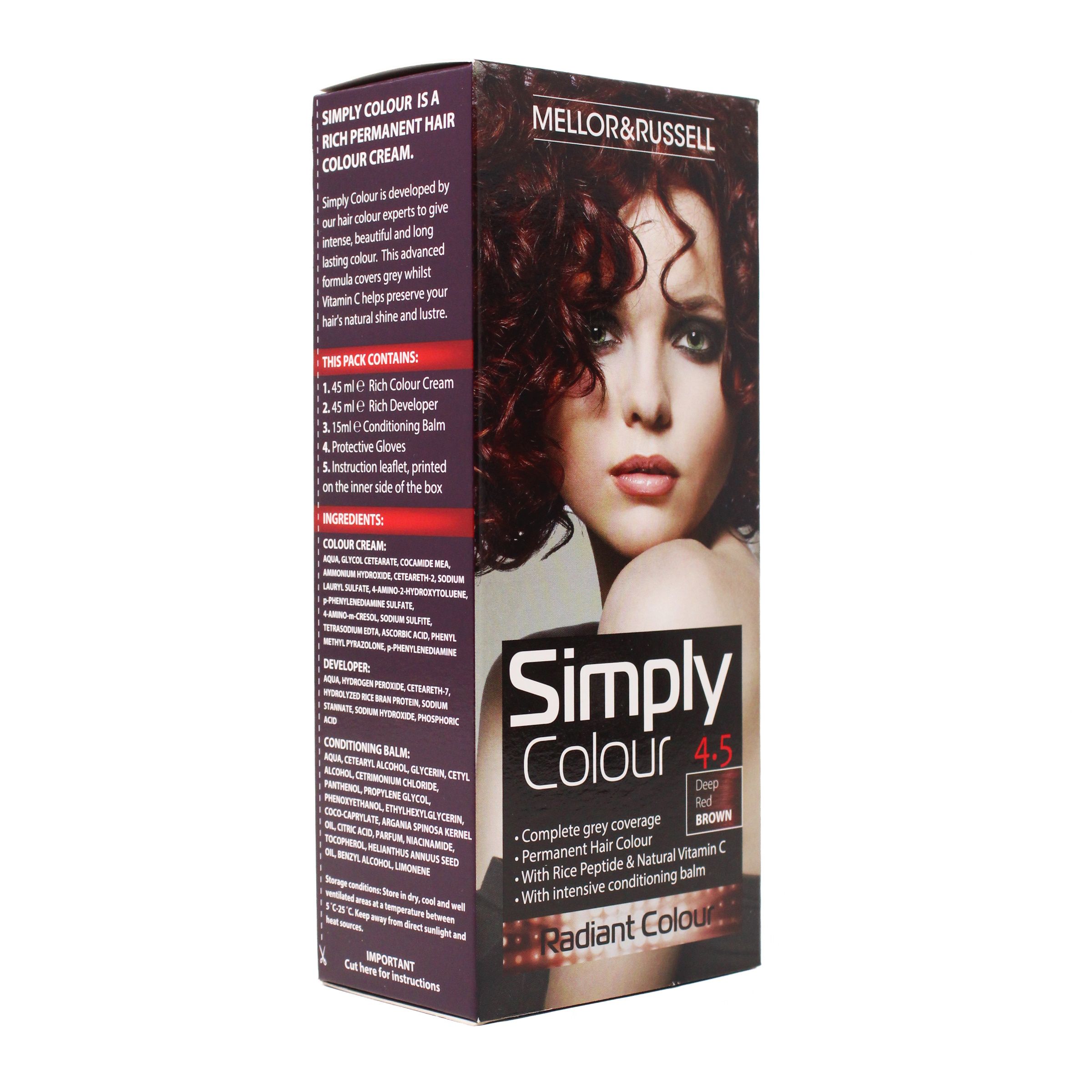 Simply Colour Permanent Hair Dye – Deep Red Brown (4.5)