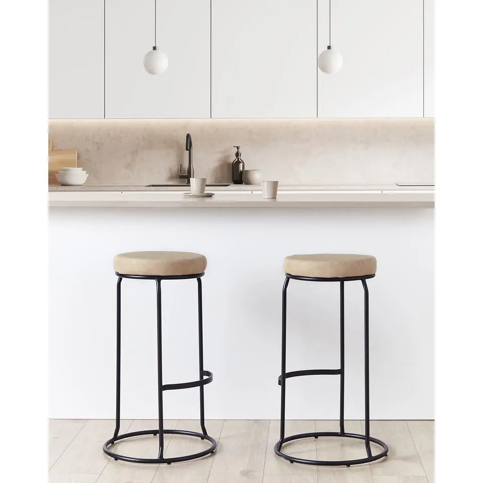 MILROY - Barkruk set van 2 - Beige - Kunstleer