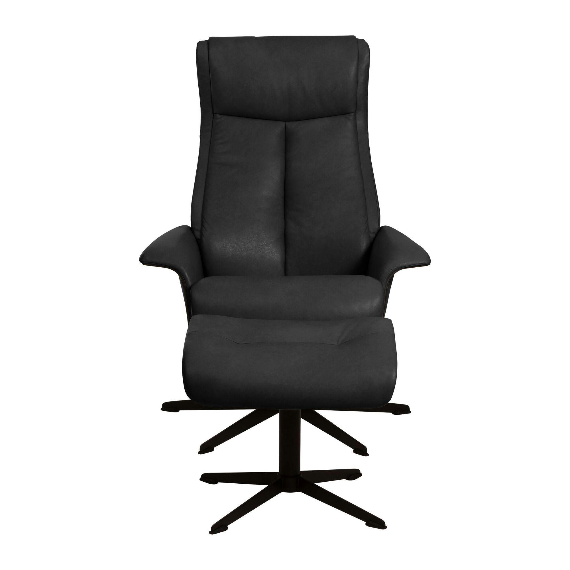 EVAN - Fauteuil de relaxation en cuir noir