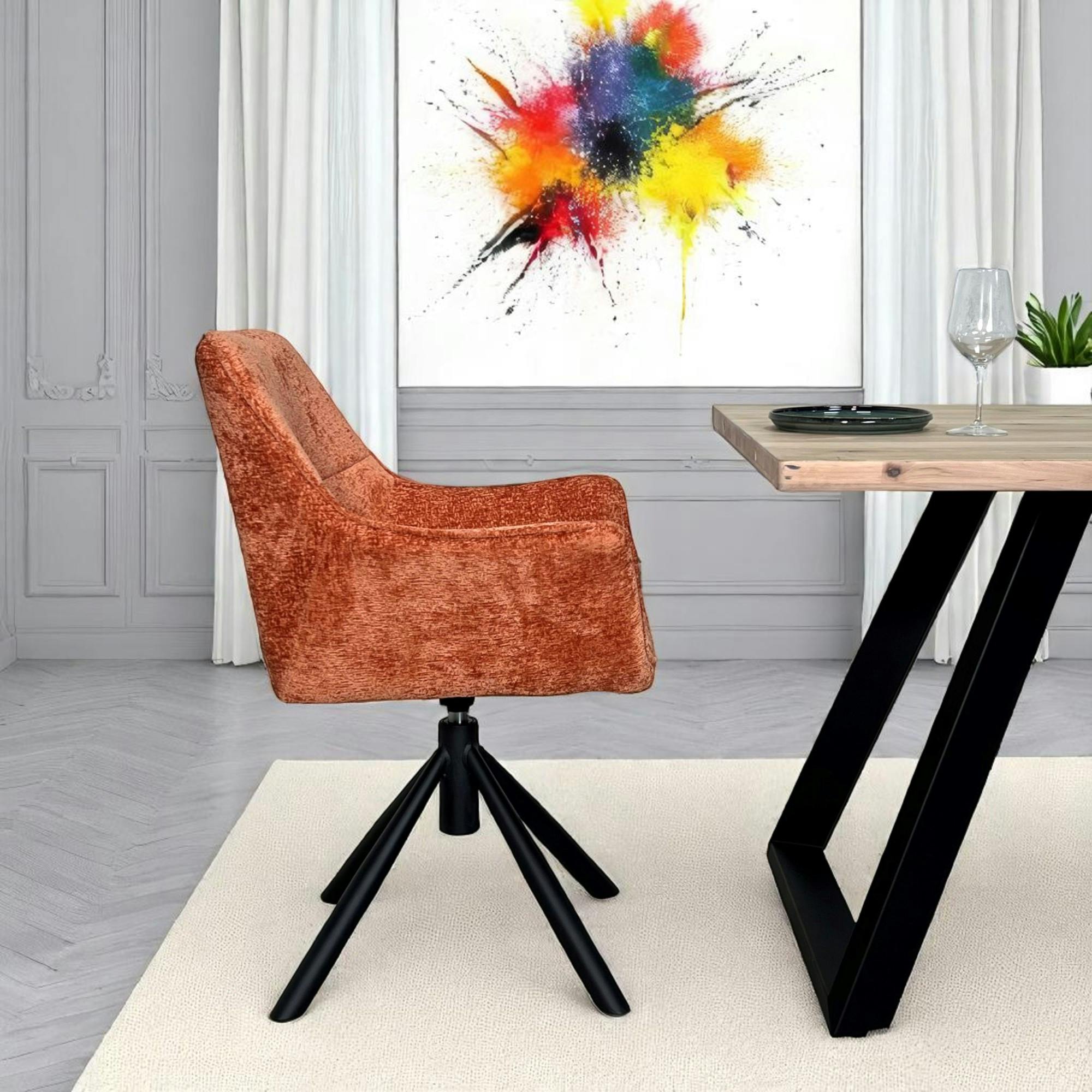 Fauteuil de table pivotant tissu terracotta (lot de 2) IENA