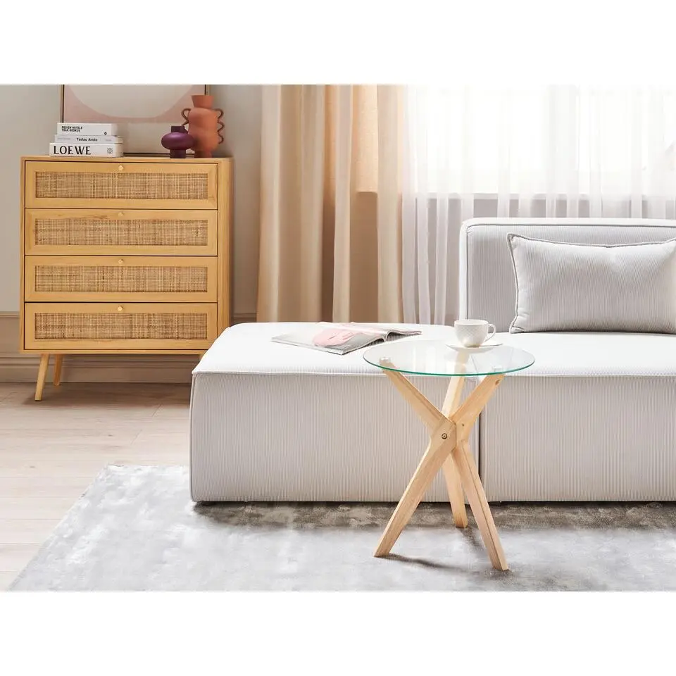 VALLEY - Bijzettafel - Lichthout - Veiligheidsglas