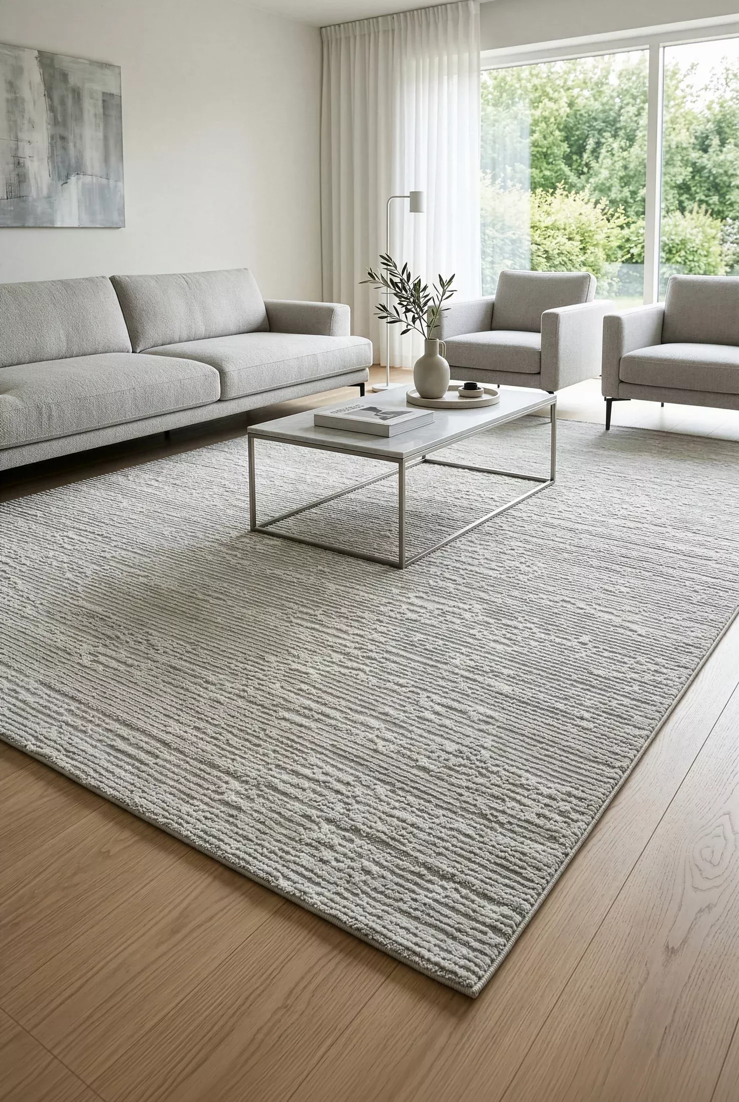 Dywan 60x100 cm biały, jasnoszary o eleganckiej, minimalistycznej strukturze SALENA 8