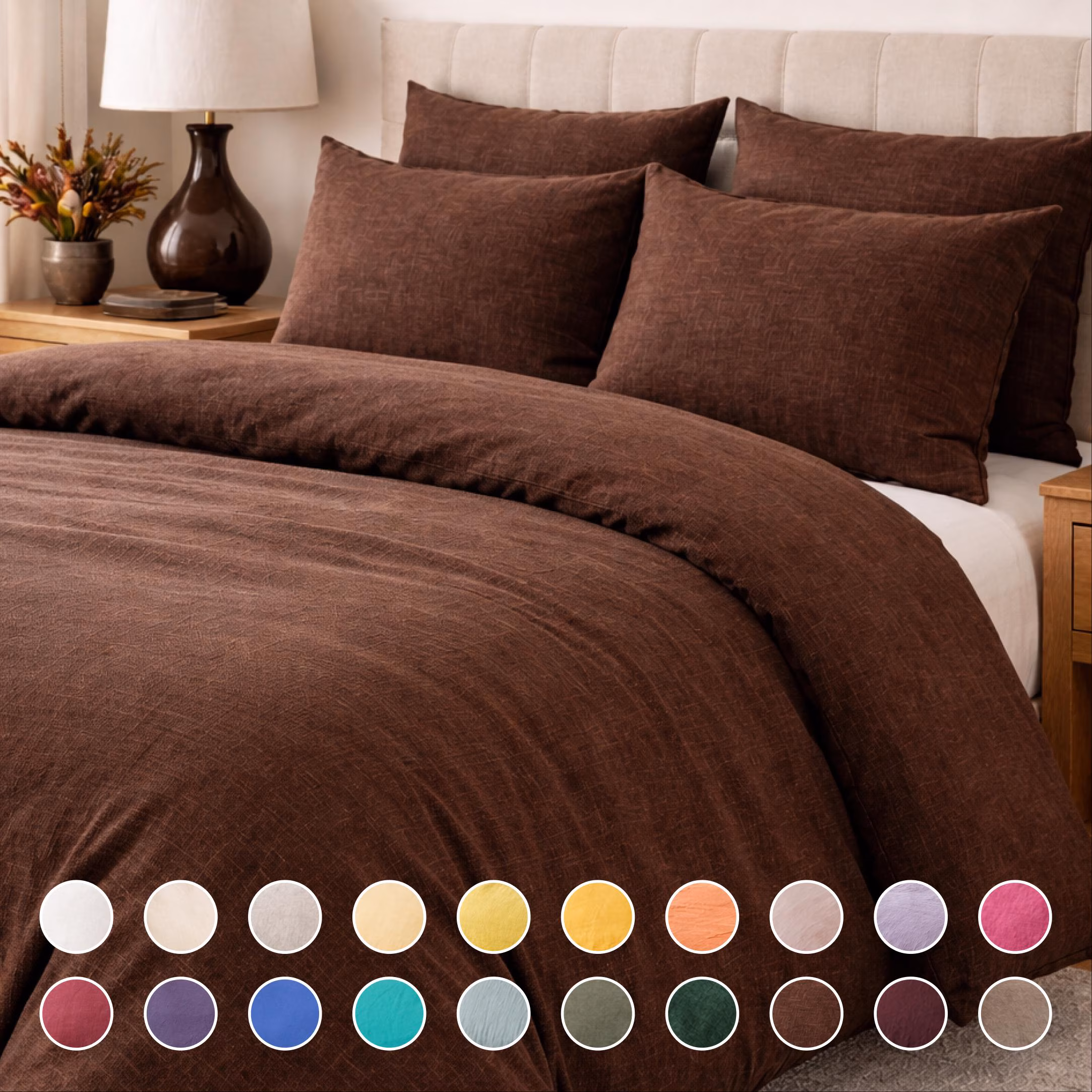 Deep Brown Luxury Linen Bedding, Experience the Richness of Chocolate Tones for a Grounded and Restorative Sleeping