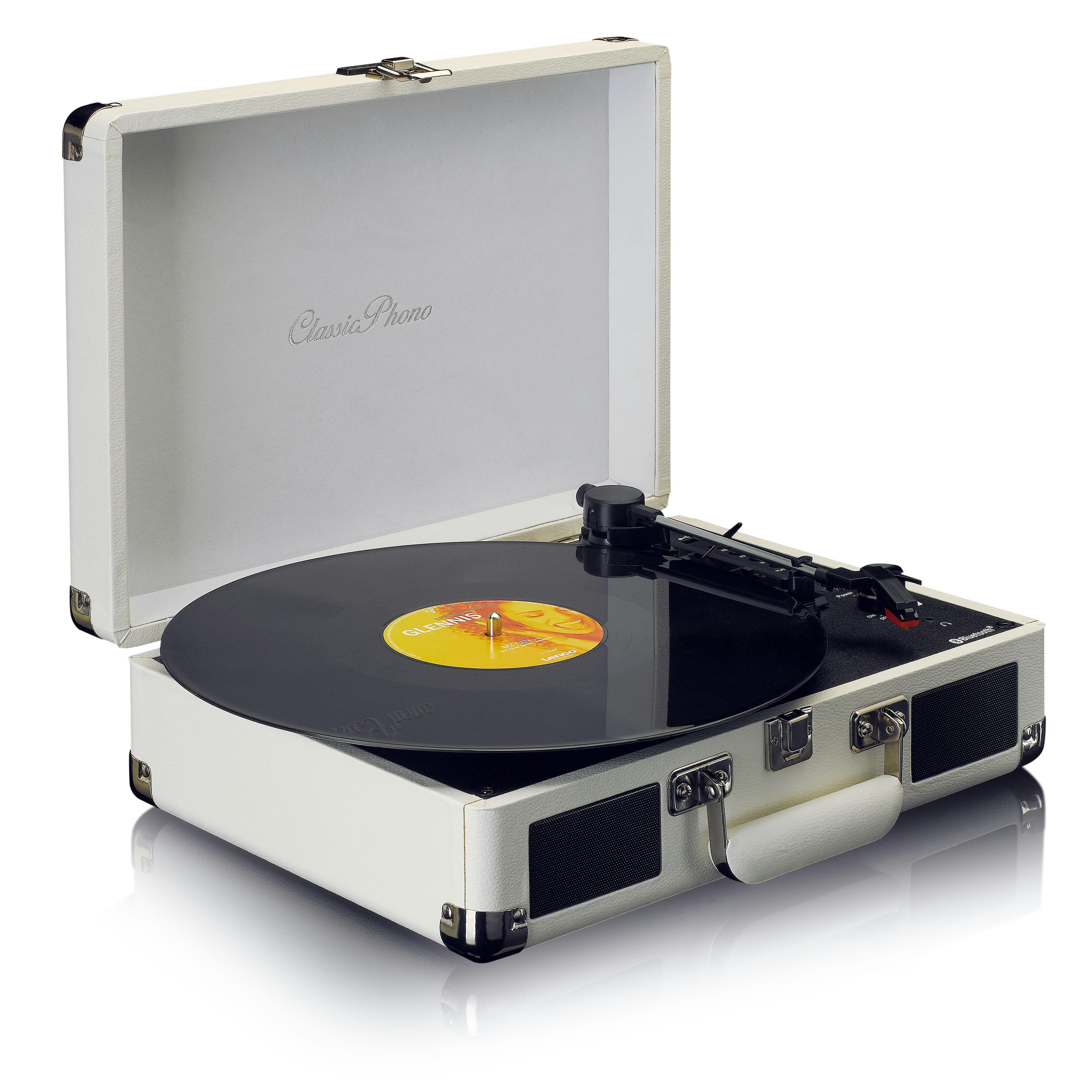- Platine vinyle bluetooth avec enceintes intégrés  crème