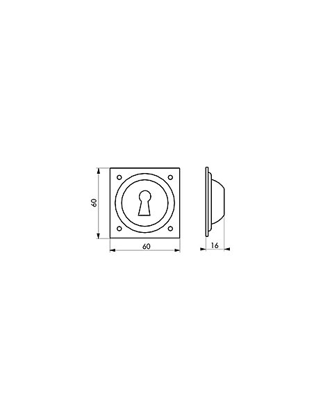 Entrée à cuvette trou de clé, 60x60mm, nickelé - THIRARD
