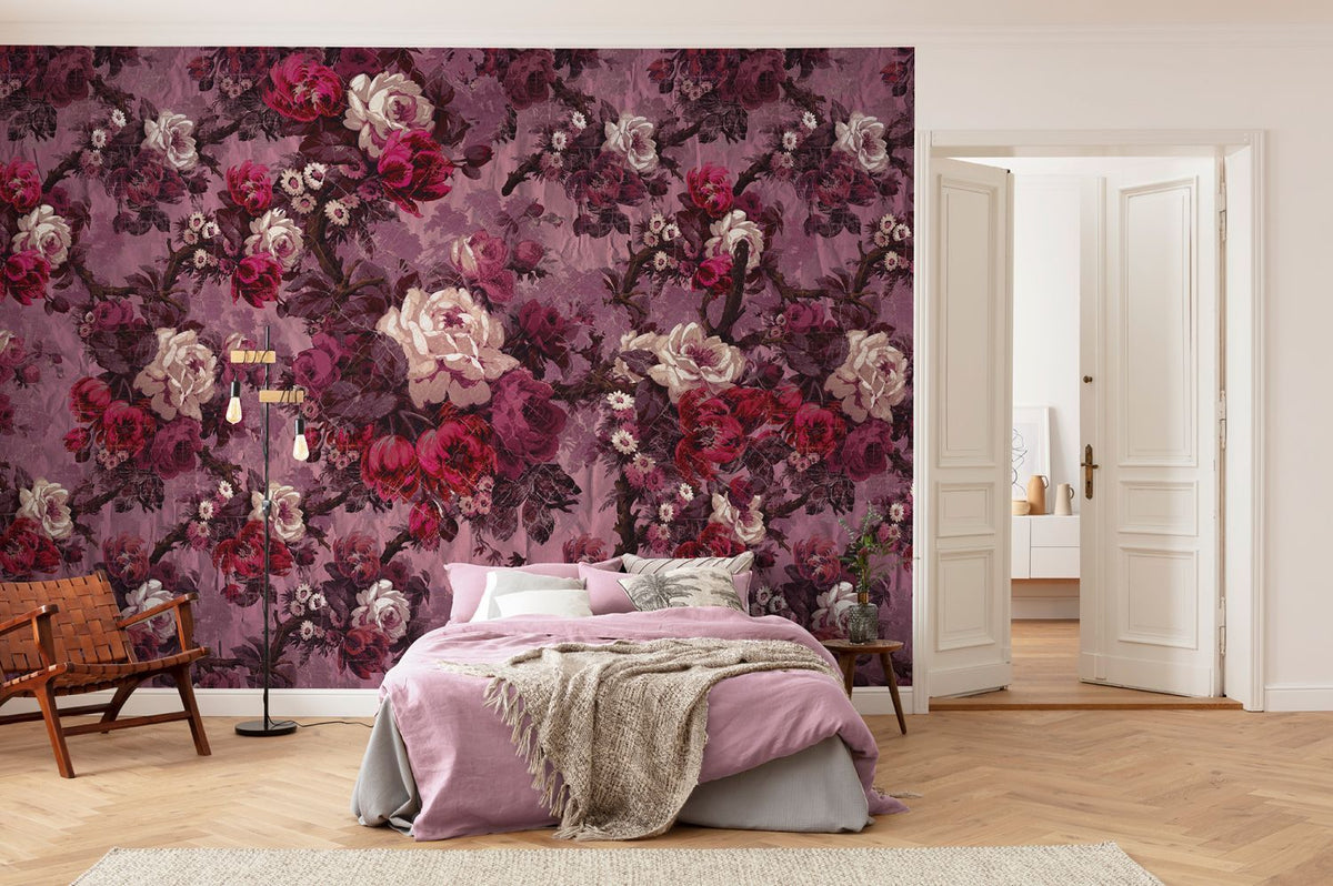 Sanders & Sanders fotobehang bloemen roze en lila paars - 400 x 280 cm - 611869