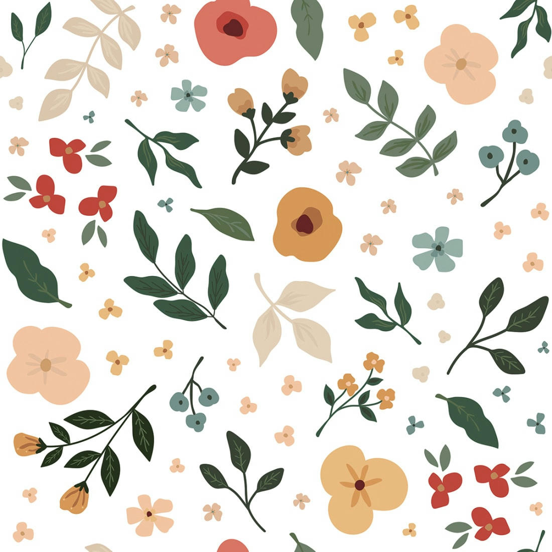 BLOEM - Papier peint floral silhouettes multicolore