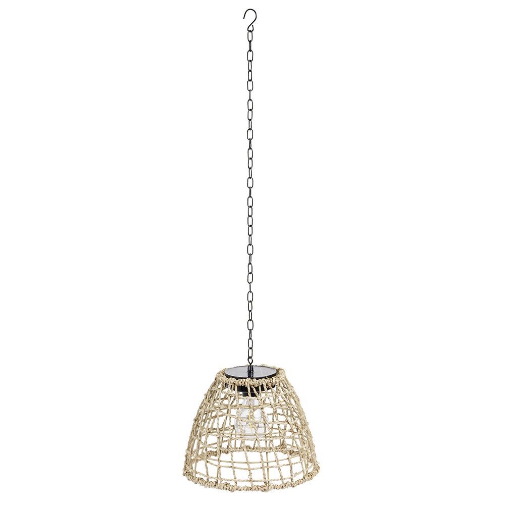 Suspension solaire effet rotin tressé quadrillage ajouré Ø22xH110cm