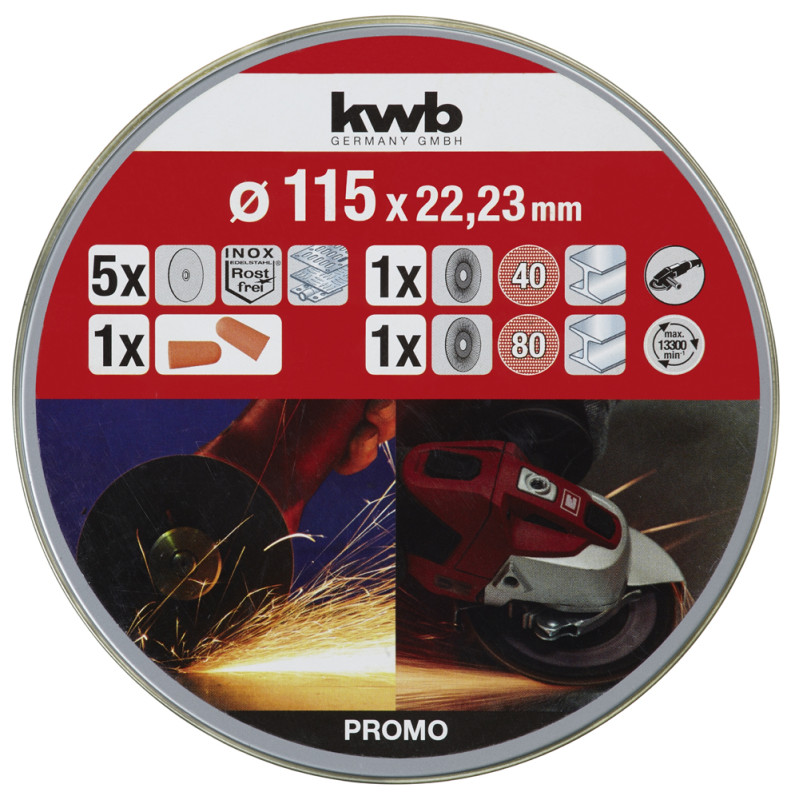 Set de disques à tronçonner pour métal Ø 115 mm 7 pièces KWB