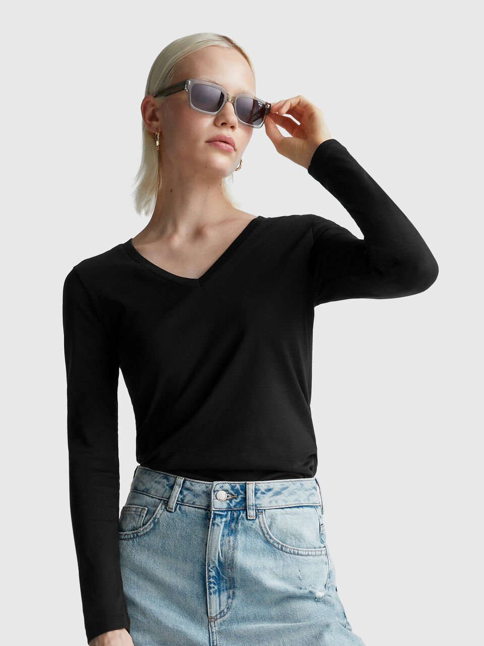 Black t-shirt with V-neck