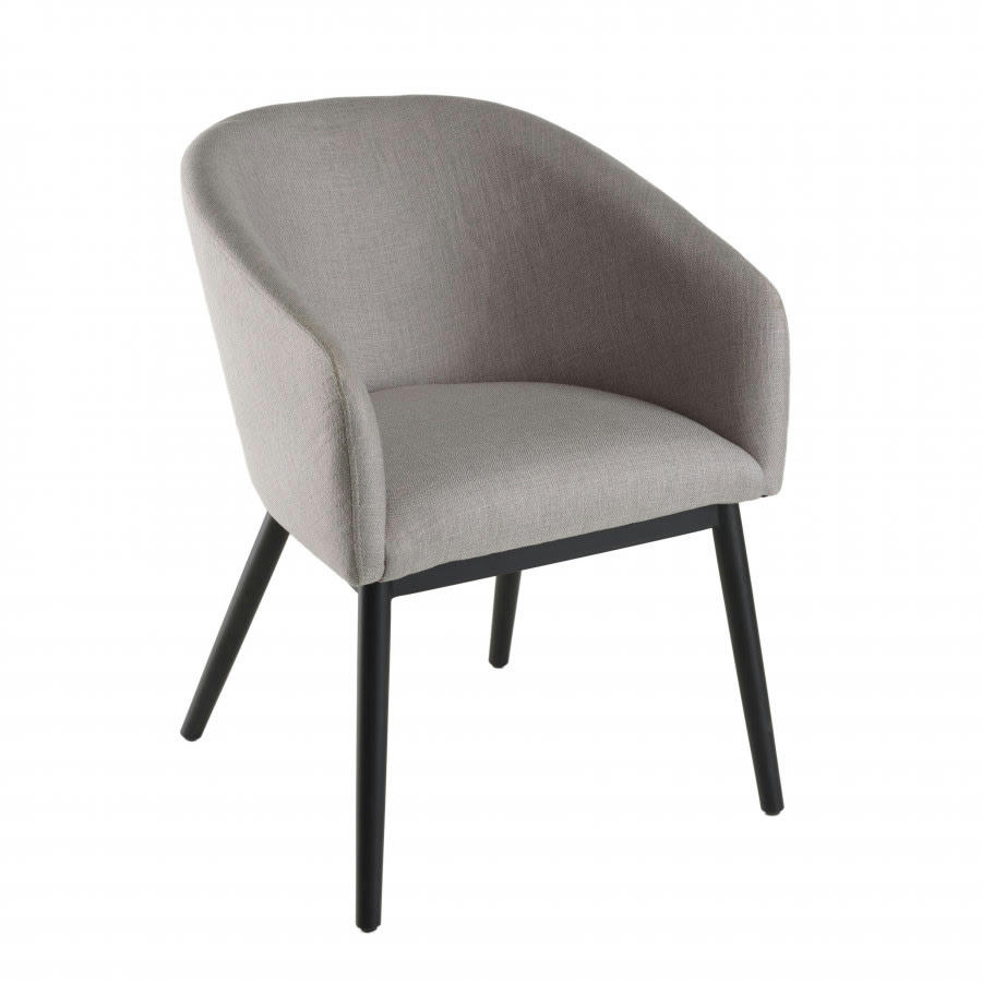 ERNESTO - Lot de 2 chaises gris perle et pieds en métal noir