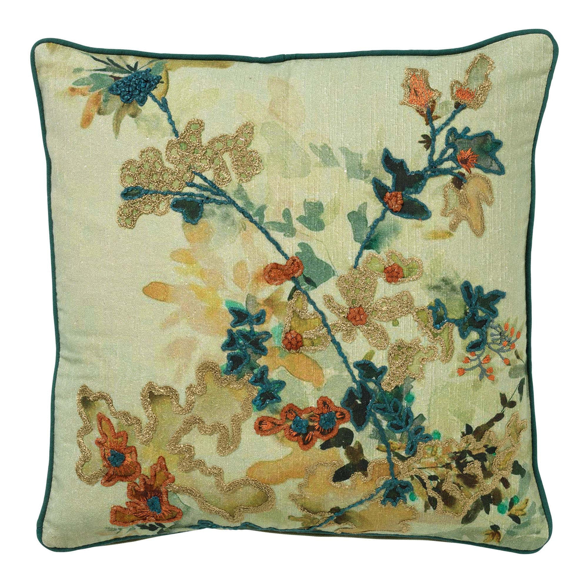 FLORETTE | sierkussen 45x45 cm | Mountain View | groen | multicolor | Hoii | met duurzame kussenvulling