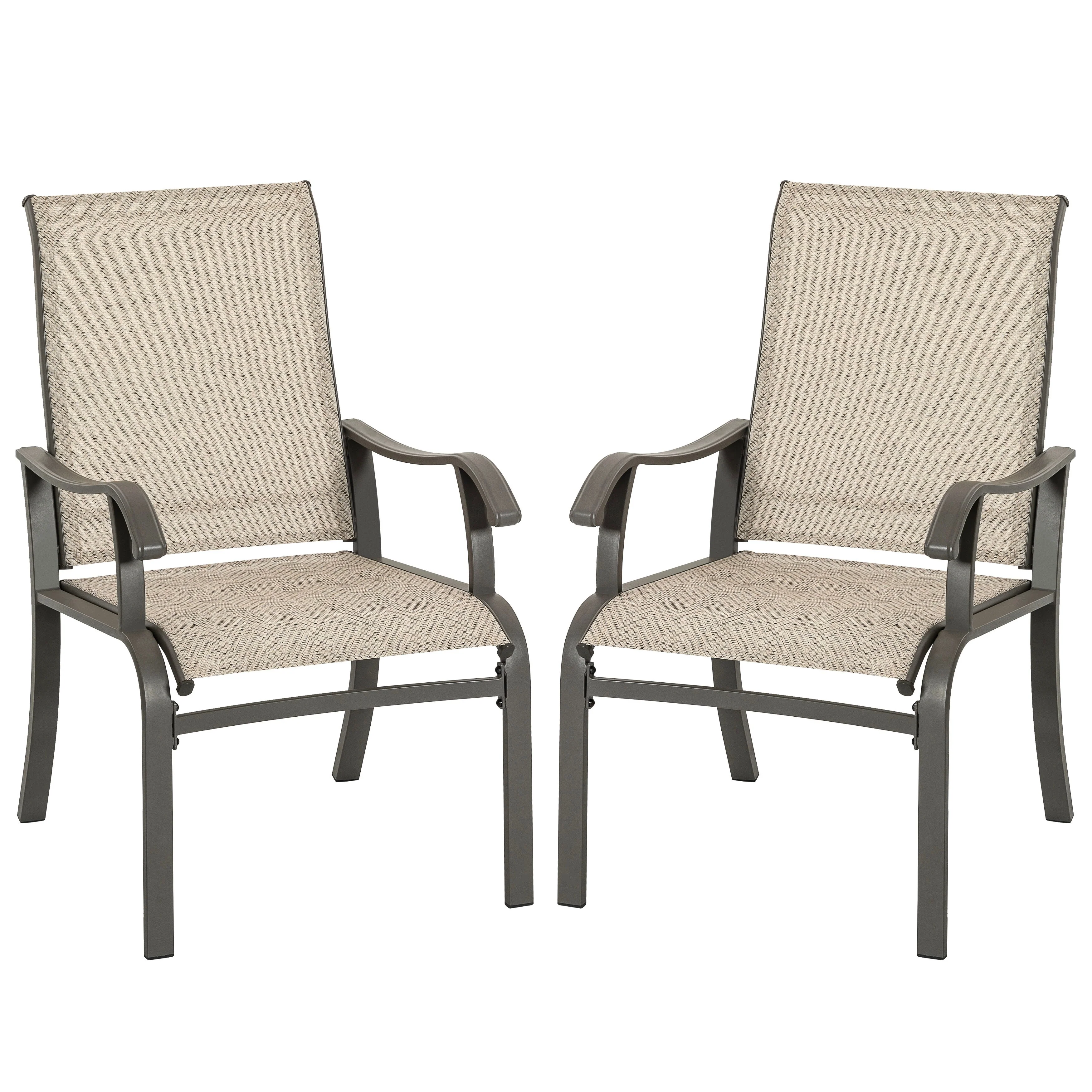 Outdoor 2-Piece Textilene Dining Chairs with Ergonomic Design, Beige