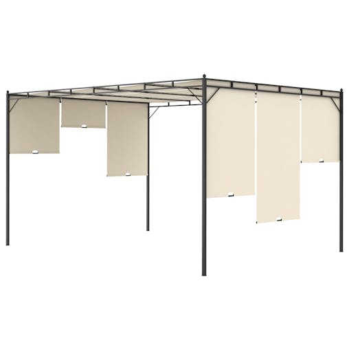 NNEVL Garden Gazebo with Side Curtain 4x3x2.25 m Cream